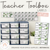 Teacher Tool Box Labels | Botanical Theme | Modern Greener
