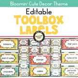 Bloomin' Cute Teacher Toolbox Labels Editable