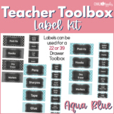 Teacher Toolbox - Aqua Blue Chalkboard (Editable)