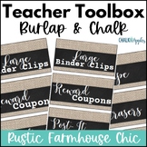 Editable Farmhouse Labels - Burlap & Chalk Teacher Toolbox