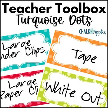 Preview of Teacher Toolbox - Editable Turquoise Dots Labels