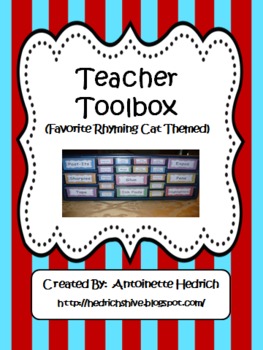 Preview of Teacher Toolbox (Favorite Rhyming Cat Themed) - EDITABLE