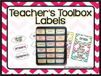 Preview of Teacher Toolbox Labels- Chevron and Black and White!