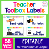 Teacher Toolbox Labels | 58 Editable, Easy to Read, Colorf