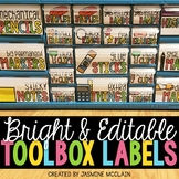 Teacher Toolbox Labels (BRIGHT) and EDITABLE