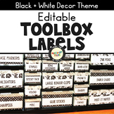Black and White Teacher Toolbox Labels Editable