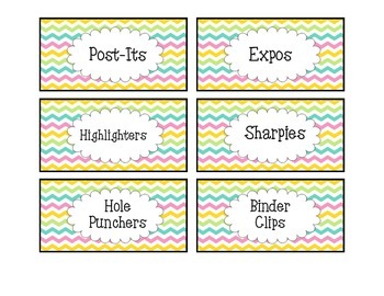 Teacher Toolbox Labels - Colorful Chevron by Learning Aligned | TPT