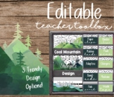 Teacher Toolbox Labels | Cool Mountain Theme | Editable