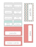 Editable Teacher Toolbox Labels- Coral and Mint