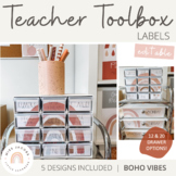 Teacher Toolbox Labels | Earthy Rainbow Neutral Classroom 