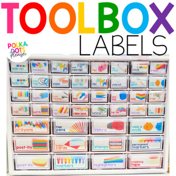 Preview of Teacher Toolbox Labels | Teacher Tool Box Labels | Colorful Classroom Decor