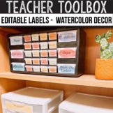 Teacher Toolbox Labels Editable Boho Watercolor Classroom 