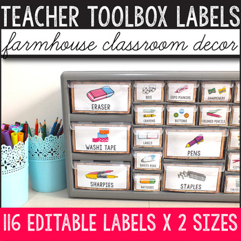 Teacher Toolbox Labels Editable Farmhouse Classroom Decor | TpT