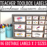 Teacher Toolbox Labels Editable Farmhouse Classroom Decor