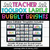 Teacher Toolbox Labels Neon Brights Colorful Classroom Sup