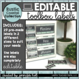 EDITABLE Farmhouse Teacher Toolbox Labels (Rustic Coastal)