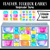 Teacher Toolbox Labels - Watercolor Theme Decor EDITABLE