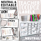 Teacher Toolbox Labels with Pictures- Neutral & Editable