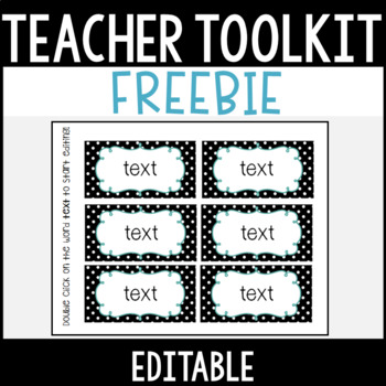 Preview of Editable Teacher Toolbox Labels FREEBIE