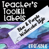 Teacher Toolkit Labels  Purple/Blue Watercolor Design
