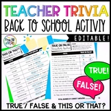 Teacher Trivia for Back to School Activities
