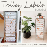 10 Drawer Rolling Cart Labels | Modern BOHO RAINBOW Neutra