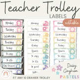 Teacher Trolley Labels | 10 Drawer cart labels in Daisy Gi