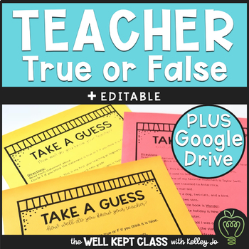 Preview of Teacher True or False EDITABLE Printable | Google Classroom