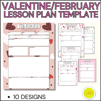 Preview of Teacher Valentine February Printable Lesson Plan Template - Multiple Designs