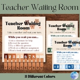 Teacher Waiting Room - Student Waiting Room Number Sheet