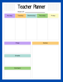 Preview of Teacher Weekly Planner