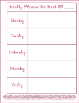 Preview of Teacher Weekly Planner 5 Days Week Vertical Printable Dark Red Fabric Font