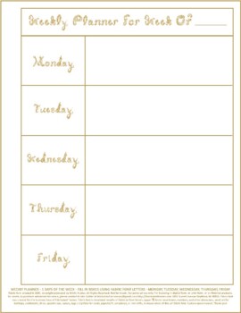 Preview of Teacher Weekly Planner 5 Days Week Vertical Printable Neutral Tan Fabric Font