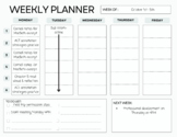 Teacher Weekly Planner Printable