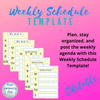 Preview of Teacher Weekly Schedule Planner Template *COLOR* - Teacher Planning Resource