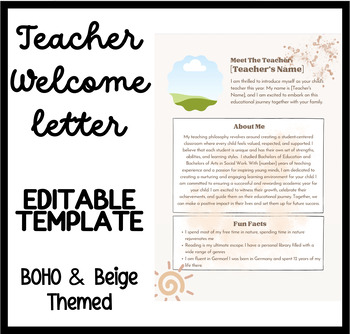 Preview of Teacher Welcome Letter BOHO | EDITABLE TEMPLATE | Send Home To Parents