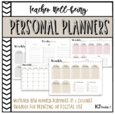 Teacher Wellbeing: Weekly and Monthly Personal Planners
