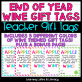 Teacher Wine Gift Tags End of Year Gift Tags Wine Gift Tag