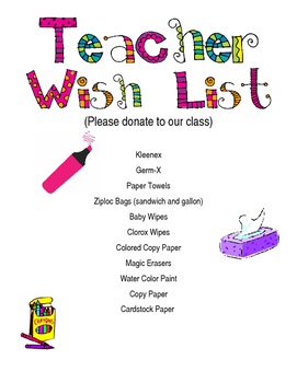 Teacher Wish List by The Polka Dot Stop TPT