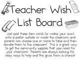 Teacher Wish List Board Idea Packet ~ FREEBIE!