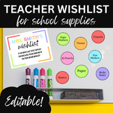 Teacher Wishlist for Classroom Supplies | Editable
