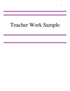 Preview of Teacher Work Sample