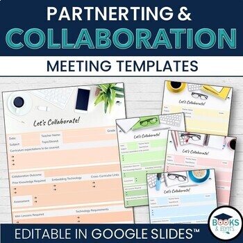 Preview of Teacher and Librarian Collaboration Meeting Note Templates for Google Slides