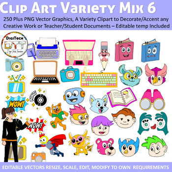 Preview of Teacher and School Clip Art Variety Mix 6, Education Clip Art, Clipart Vector