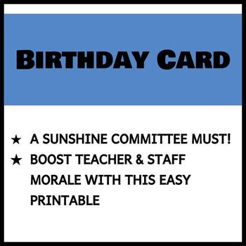 Preview of Teacher & Staff Cards - Birthday