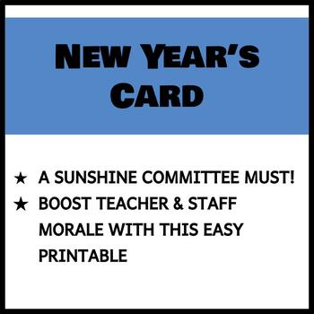 Preview of Teacher & Staff Cards - New Year's
