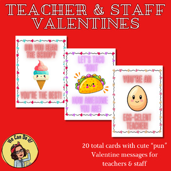 Preview of Teacher and Staff Printable Valentines