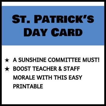 Preview of Teacher & Staff Cards - St. Patrick's Day