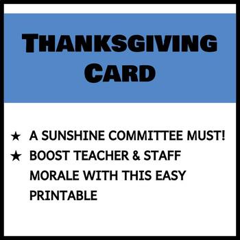 Preview of Teacher & Staff Cards - Thanksgiving