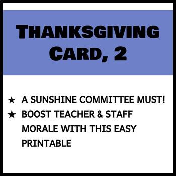 Preview of Teacher & Staff Cards - Thanksgiving, 2